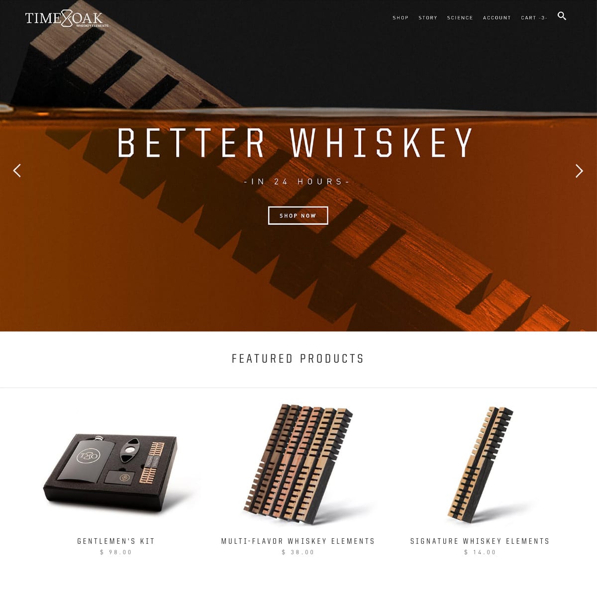 Whiskey Elements Website Homepage